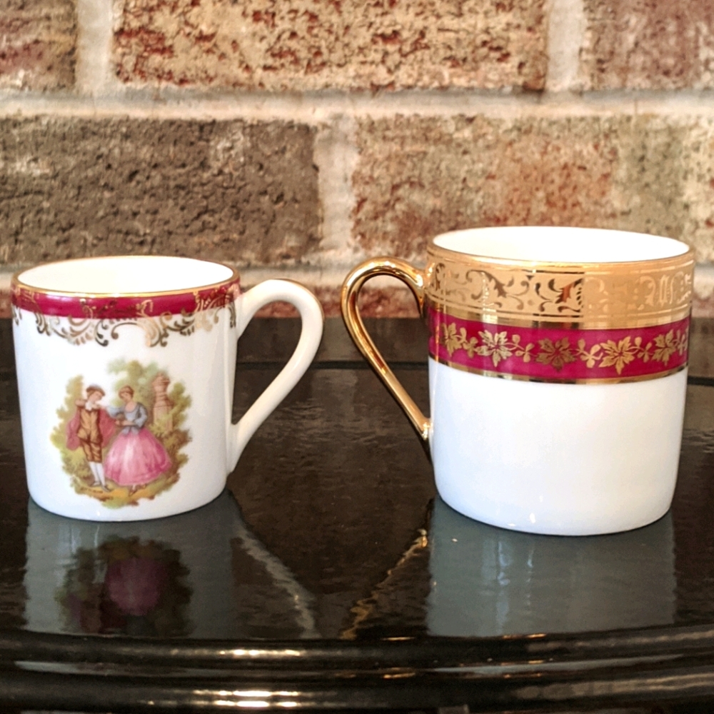 Imperial Limoges porcelain espresso cups say "real gold"